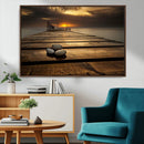 Stones on Wooden Pier at Sunset Canvas Print, Serene Coastal by MyGreatCanvas | Canvas Wall Art Prints | Photo Prints & Wall Decor
