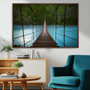 Suspension Bridge Over River Canvas Art | 3-Panel Nature by MyGreatCanvas | Canvas Wall Art Prints | Photo Prints & Wall Decor