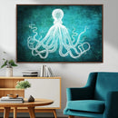 Green Octopus Abstract Wall Art Canvas Print
