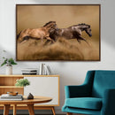 Large Wall Art Canvas Print – Two Running Brown Horses