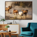 Large Wall Art 5 Horses Running on Sand Canvas Print