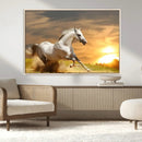 Large Wall Art Galloping White Horse at Sunset Canvas Print