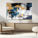 Blue and Gold Abstract Canvas Wall Art – Triptych Modern