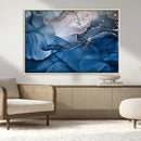 Navy Blue Canvas Art Abstract Print – Elegant Triptych