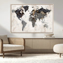 Abstract Map Printing - Modern World Map Canvas Wall Art for
