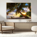 Tropical Island Sunset on the Beach Palms Wall Art Canvas by MyGreatCanvas | Canvas Wall Art Prints | Photo Prints & Wall Decor
