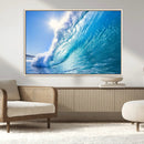 Blue Big Wave Surfing Ocean Canvas Wall Art Artwork Print