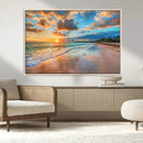 Sunset Beach Canvas Wall Art – Tropical Triptych Seascape