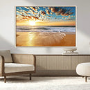 Golden Sunset Beach Print Canvas Wall Art, Giclee Canvas