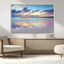 Tranquil Pastel Sunset Beach Triptych Canvas Art, Soothing