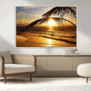 Golden Tropical Beach Sunset Canvas Triptych, Coastal Palm by MyGreatCanvas | Canvas Wall Art Prints | Photo Prints & Wall Decor