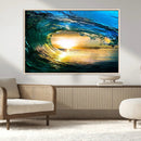 Ocean Wave at Sunset Canvas Art, Large Wall Print of Vibrant