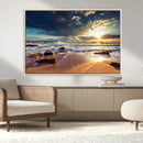 Golden Hour Beach Sunset Canvas Triptych, Ocean Waves and by MyGreatCanvas | Canvas Wall Art Prints | Photo Prints & Wall Decor