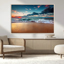 Sunset on Beach Wall Art Ocean Beach Canvas Print