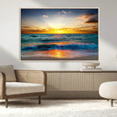 Vibrant Ocean Sunrise Over Golden Beach Waves, Giclee Canvas by MyGreatCanvas | Canvas Wall Art Prints | Photo Prints & Wall Decor
