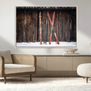 Vintage Ski Gear Canvas Print, Vintage Ski Gear Against