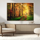 Sunlight Through Trees Wall Art Canvas Print - Autumn Forest