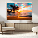 Palm Tree Sunset On The Beach Wall Art Canvas, Framed Palm by MyGreatCanvas | Canvas Wall Art Prints | Photo Prints & Wall Decor