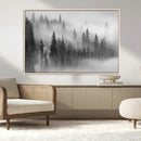 Foggy Misty Forest Canvas Wall Art – Black and White