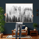 Forest Wall Art Print | Foggy Pine Forest Canvas Wall Art -