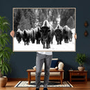 Bison Herd in Snow Wall Art Canvas Print | Rustic Western
