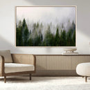 Misty Pine Forest Wall Art Canvas Print | 3 Panel Green