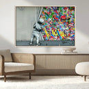 Banksy Colorful Street Graffiti Canvas Wall Art Print, by MyGreatCanvas | Canvas Wall Art Prints | Photo Prints & Wall Decor
