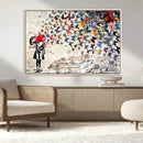 Banksy Art Butterfly Girl Explosion Canvas Art – Vibrant