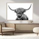 Grayscale Scottish Highland Cow Cattle Art Print Farmhouse by MyGreatCanvas | Canvas Wall Art Prints | Photo Prints & Wall Decor