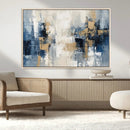 Modern Abstract Canvas Wall Art in Blue and Gold Tones |
