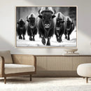 American Bison Art | Buffalo Herd Wall Art Canvas Print, BW