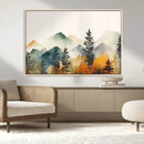 Abstract Watercolor Mountains and Trees Autumn Wall Art,