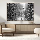 Winter Ski Lift Black and White Canvas Wall Art – Alpine