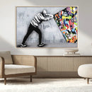 Banksy Art Behind the Curtain Street Wall Art Canvas Print |