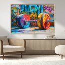 Fitness Gym Barbell Graffiti Wall Art Canvas Print