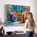 Fitness Gym Barbell Graffiti Wall Art Canvas Print