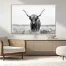 Highland Cow Canvas Wall Art – Majestic Beauty in Black and