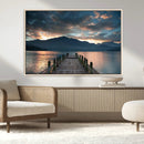 Mountain Lake Wood Pier Canvas Wall Art Nature Lake Print