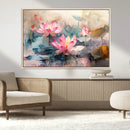Lotus Flower Wall Art | 3-Panel Giclee Canvas Print of Pink