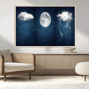 Dark Blue Cloud Art, 3 Piece Indigo Blue Wall Art, Aesthetic