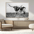 Texas Black White Highland Longhorn Cow Wall Art Canvas by MyGreatCanvas | Canvas Wall Art Prints | Photo Prints & Wall Decor