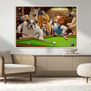 Dogs Playing Pool Canvas Wall Art Funny Gifts Dog Print