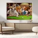 Dogs Playing Pool Canvas Wall Art Funny Gifts Dog Print