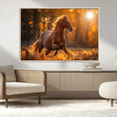 Running Horse Sunset Forest Wall Art Canvas Print