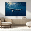 Whale under Ocean Wall Art Canvas Print