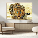 Blue-Eyed Leopard Canvas Wall Art - Framed Animal Print