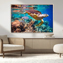 Sea Turtle Wall Art Canvas Print – Vibrant Ocean Coral Reef