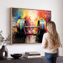 Weightlifting Barbell Art Triptych, Bold Abstract Fitness