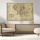 Vintage Middle Earth Map Wall Art Canvas – Lord of the Rings