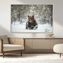 Grizzly Bear Wall Art – Framed Snowy Forest Canvas Artwork, by MyGreatCanvas | Canvas Wall Art Prints | Photo Prints & Wall Decor